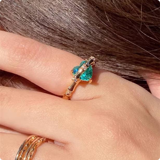 Paraiba Heart Ring Blue Valentine's Day Jewelry