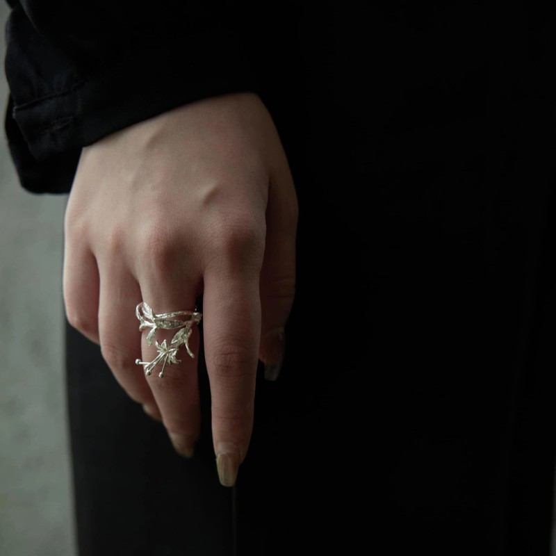 Silver Flower Core S930 Sterling Silver All-Match Flower Shape Open Ring For Women