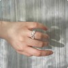 Vintage Gardenia Fiber Open Ring with Adjustable Ring Opening