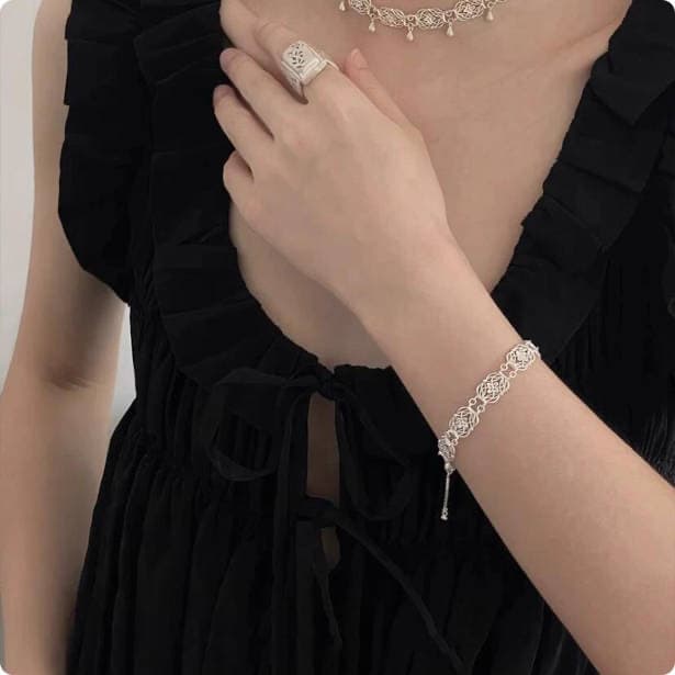 925 Silver Engraved Elegant Bracelet For Women