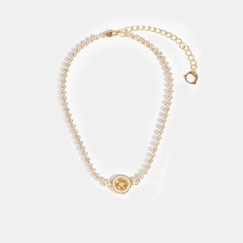 Star Language Button Maillard Clavicle Necklace