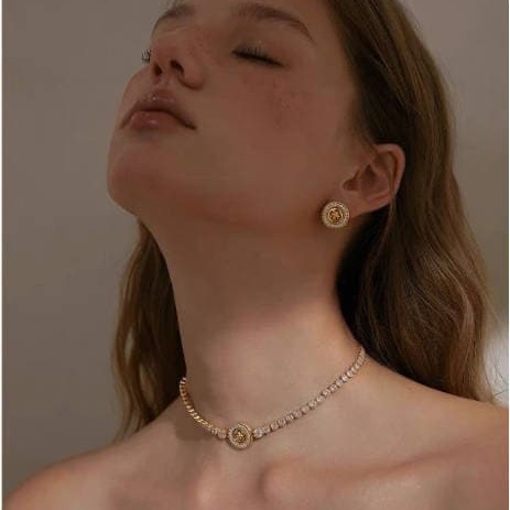 Star Language Button Maillard Clavicle Necklace